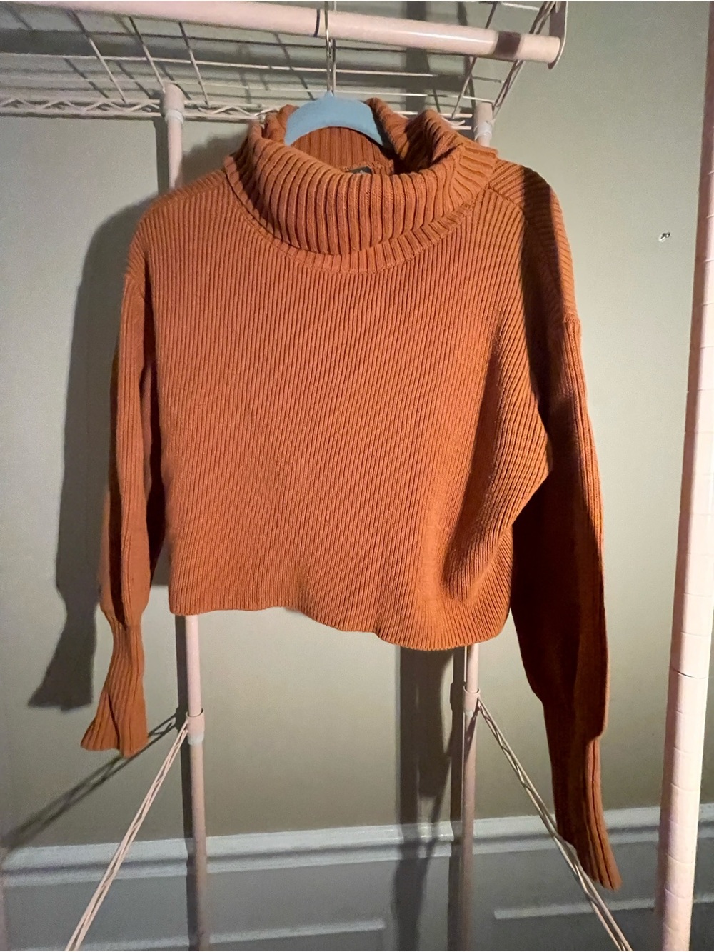 Orange Cropped Turtleneck Sweater